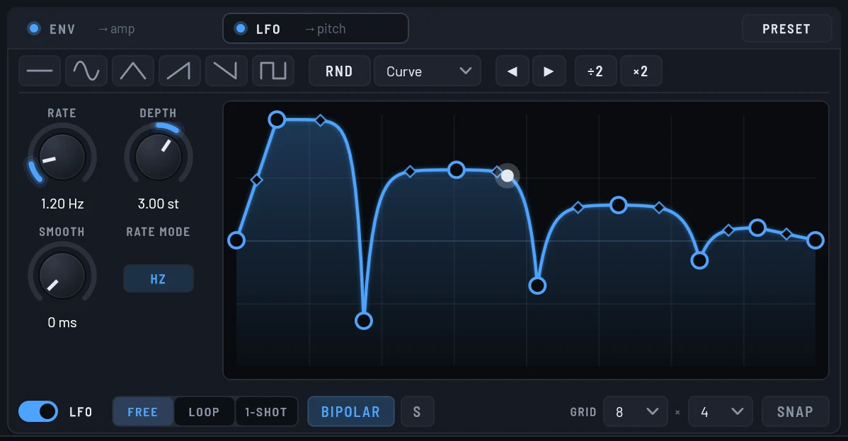 可绘制 LFO 曲线编辑器